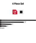 Three Eighths Inch Drive Impact Extension Set Four Piece with 3 to 15 Inch SAE Sizes