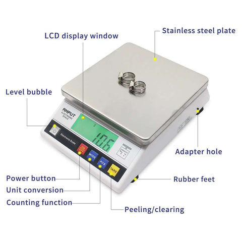 Pro Grade Industrial Counting Scale With 10 Kg Capacity And 0.1 Gram Precision, stainless steel plate, LCD display