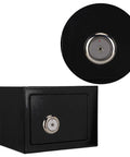 Steel Safe Box With Key Lock For Home And Office Use, Heavy-Duty Anti-Theft Jewelry Cash And Document Storage, front view with close-up