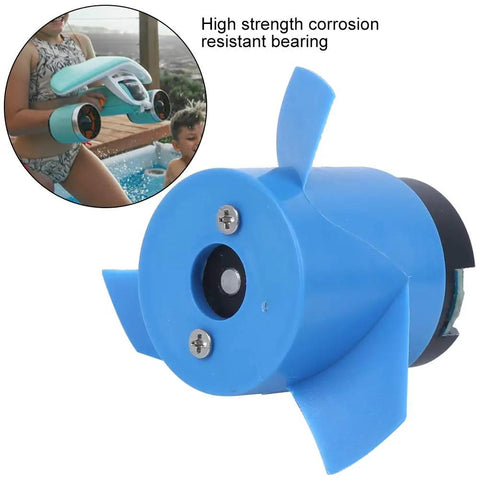 Close-up of Beefy 12Kg Thrust RC Underwater Thruster with 60mm propeller, showing high strength corrosion resistant bearing