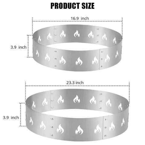 Diagram showing dimensions of Heavy Duty 27 Inch Fire Pit Kit With 304 Stainless Steel Build, Solo Stove Stand Compatible