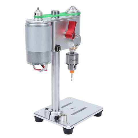 Dpofirs Mini Benchtop Drill Press With Variable Speed Control And 360 Degree Rotation, compact design with metal base and chuck.