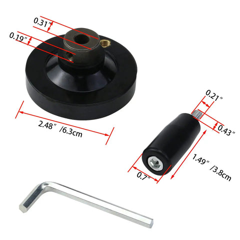 Components of 2 Pack Hand Crank Revolving Handle 63x8mm Wheel With M6 Thread For Lathe Machine And Grinder Durable Gum Wood Grip