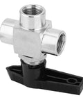 Heavy Duty 304 Stainless Steel 3 Way Ball Valve With Rock Solid Leak Proof BSPP Female Threads And Half Inch Ports For Tough DIY And Professional Plumbing Applications Built Like A Tank, close-up view.
