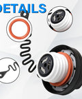 Volvo Gas Cap Replacement 31392044 close-up showing spiral tether, sealing gasket, ensuring direct swap for S60 S80 XC60 XC70 models.