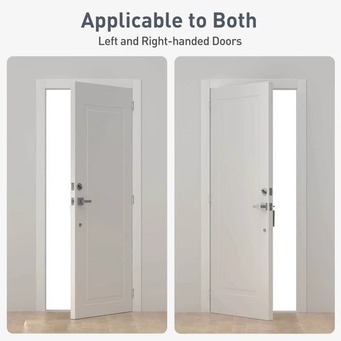 Self Closing 4 Inch Door Hinges With Spring Loaded Adjustable Tension For Front And Back Garage Doors Brushed Nickel UL Listed Left And Right Hand 2 Pack By HOSOM installed on doors