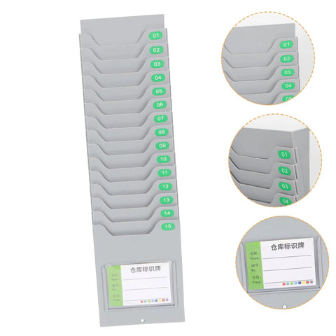 Heavy Duty Wall Mounted Card Holder Rack Boasting Top Notch Slot Layout For Offices And Warehouses Straight Up Time Card Organizer view showing 15 slots.
