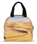 Golden Sand Desert Insulated Lunch Tote With Aluminum Lining On The Go Lunch Box with desert train design