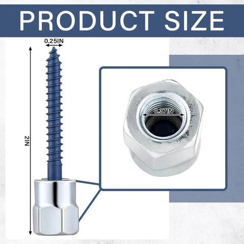 50 Pack Vertical Threaded Rod Anchors Set, One Quarter Inch Screws, Three Eighth Inch Rod Joint, close-up of pipe hanger fitting