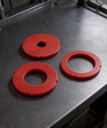 Heavy Duty Insertion Ring Set Crafted For RA1171 RA1180 RA1181 Router Tables offering three red plastic rings for precise installation.