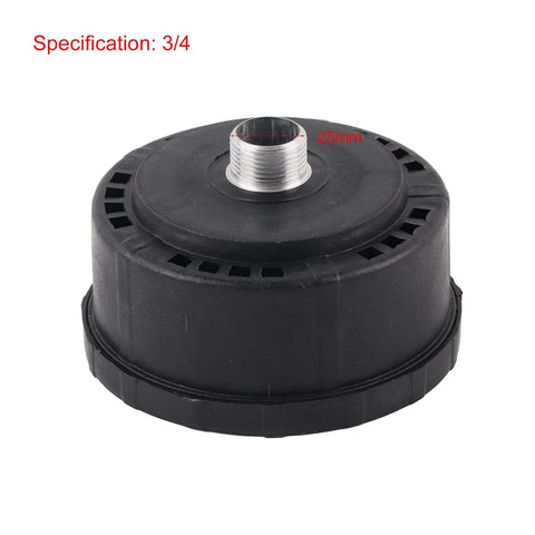 Close-up of Two Pack Air Compressor Intake Filter Sound Muffler Quieting Kit with 3/4 Inch connection and 3.1 Inch Diameter.