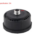 Top view of black air compressor filter silencer with 3/4 inch thread, part of Two Pack Air Compressor Filter Silencer Quiet Inlet.