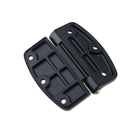 Heavy Duty Exterior Black Carbon Steel Large Hinge For Loading Vehicle Doors One Piece, Rugged Industrial Hardware Door Hinge For Outdoor Use, Weather Resistant, High Strength, Easy Install, black hinge close-up