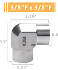 DERPIPE 90-degree street elbow, 304 stainless steel, 3/8 NPT female to 3/8 NPT female, pack of 2