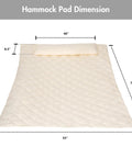 Double Hammock Pad And Pillow Set For Family Chill, Portable Polyester Hammock Cushion In Cream, dimensions shown