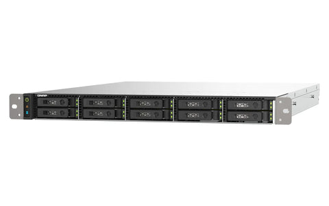 Top Shelf 10 Bay 1U Rackmount NAS With Dual AMD Epyc CPUs U2 U3 NVMe All Flash Storage And Hella Fast 25Gb E Ports, front view.