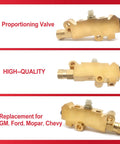 Handcrafted Brass Proportioning Valve Delivers Rock Solid Hydraulic Control For Street Rods And Trucks Featuring Disc Front And Drum Rear Brake Setups Compatible With Gm Gmc Chevy And Ford, showing side view.