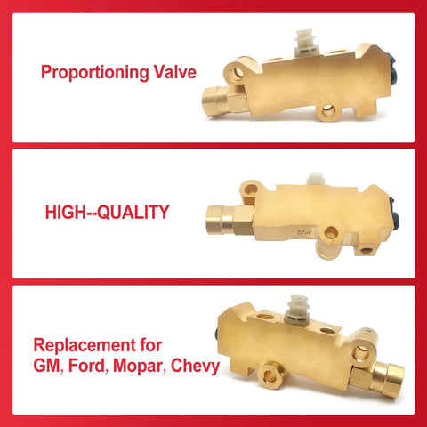 Handcrafted Brass Proportioning Valve Delivers Rock Solid Hydraulic Control For Street Rods And Trucks Featuring Disc Front And Drum Rear Brake Setups Compatible With Gm Gmc Chevy And Ford, showing side view.