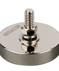 Front view of Two Pack Beefy Neodymium Magnets With One Quarter Inch Twenty Threaded Stud 185 Pound Pull Magnetic Mount Heavy Duty Magnets