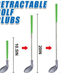 Toddler Golf Club Set With Retractable Metal Shaft And Upgraded Grooved Design in Grey, Adjustable Aluminum Build, Sizes 10.5in, 20in, 25in