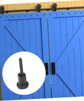 Blue barn doors with Sliding Barn Door Track Hardware Kit With Wall Spacers And Connectors For No Fuss Installation Pipe Clamp And Screws