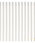 Round Wooden Pencils Bulk Pack Of 12 HB Graphite Pencils With Erasers For Office, School And Studio Use, Smooth Writing, White Finish