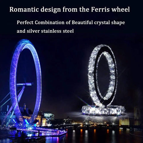 Ferris Wheel Shaped Crystal Table Lamp With LED White Light Sleek Dope Glow Durable K9 Crystal And Stainless Steel Design