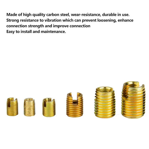 Beefy 302 Type Carbon Steel Self Tapping Thread Inserts Kit 60 Pieces High Strength Wear Resistant Threaded Inserts For Auto And Machinery Includes Multiple Sizes, assorted sizes