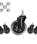 Hella Quiet Office Chair Casters Replacement Wheels Three Inch Size With Rock Solid Build and Slick Dual Ball Bearing Rollers.