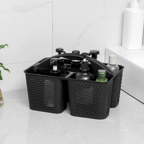 Portable Shower Caddy Basket With Handle For Bathroom And Kitchen Storage All In One Cleaning Organizer black with toiletries
