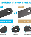 Comparison of 20 Sets Black Stainless Steel Flat Plate Straight Brackets Thickness 2mm vs thinner alternative