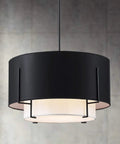 4 Light Dope Modern Black Fabric Chandelier For Dining Room Farmhouse Drum Style Pendant Light Fixture With Adjustable Down Rod E12 Bulbs Not Included 20 Inch Diameter 12 Inch Height LED Compatible