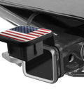 2 Inch Trailer Hitch Cover USA Flag Tube Plug For 2 Inch Receivers Fits Most Vehicles SUV RV Pickup ATV Red Patriot Tow Accessory Durable TPU Construction Weatherproof All Seasons Exterior Car Accessory