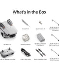 Ultra Lightweight Mini Drone With QHD Video, 10km Transmission, 31 Minute Flight Time, under 249 grams, box contents overview