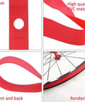 2Pcs Bike Tire Liner For Flat Proof Rides, Puncture Proof Rim Tape Protection Pad, Easy Install, displayed on bicycle wheel.