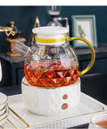 800 Ml Portable Electric Kettle For Car And Truck Rides Quick Boil Vacuum Insulated Water Heater maintains temperature with floral tea.