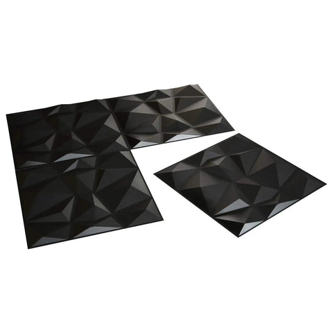 3D Paneling Set Textured Wall Design Bangin Black Diamond Finish Durable PVC Panels For Waterproof Heat Resistant Odorless Interior Walls Easy Cut Install Low Maintenance 19.7 By 19.7 Inches 12 Pack