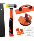 Pro Grade Laminate Floor Installation Kit with tapping block, handle, pull bar, rubber mallet, spacers, gap fixer, polypropylene tools