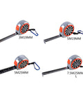 Rugged Steel Tape Measure With Handy Pocket Clip for Home Projects and Pro Craftwork in various sizes with blue carabiner clip