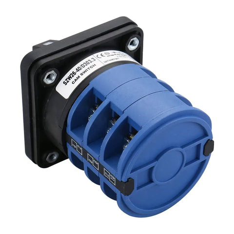 40A Beefy Rotary Cam Changeover Switch For 660V AC Three-Phase Power, 12-Terminal SZW26-40/D303.3, blue front view