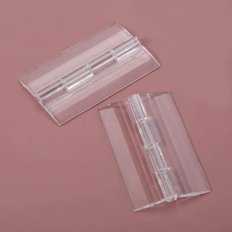 Two Pack Clear Acrylic Folding Hinges For Furniture Cabinets Jewelry Boxes 65 By 40mm Mini Hinge Hardware Set Durable Plastic Hinges With Easy Mount For Doors And Small Boxes