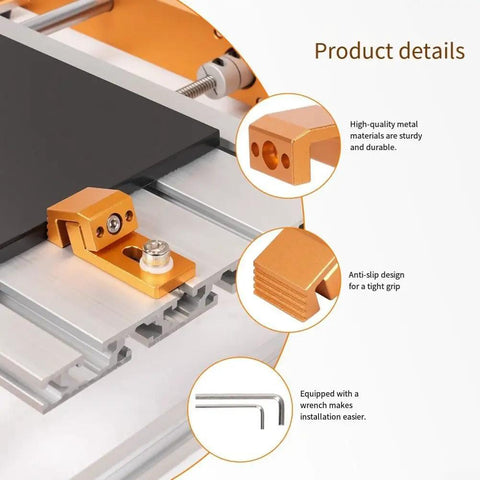 Low Profile Side Clamp Kit For CNC Routers Aluminum Hold Down Clamps With Serrated Grip for wood plastic aluminum projects
