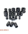 Heavy Duty Straight Corrugated Conduit Fitting Connector For Electrical Flexible Nylon Cable Hose Gland Rock Solid IP65 Waterproof Rated Black 5 Pack, various sizes.