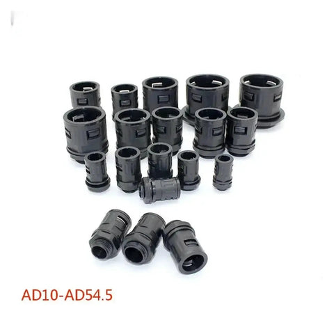 Heavy Duty Straight Corrugated Conduit Fitting Connector For Electrical Flexible Nylon Cable Hose Gland Rock Solid IP65 Waterproof Rated Black 5 Pack, various sizes.