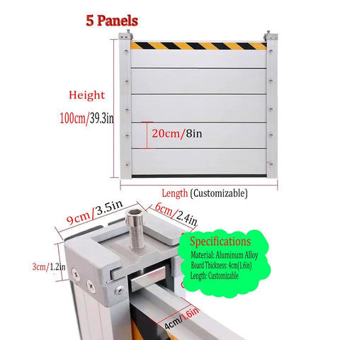 Heavy Duty Aluminum Flood Shields For Doors And Warehouse Openings, Reusable Modular Water Barrier, 100cm tall aluminum panels.