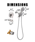 Dual Shower Head Faucet Set With Valve And Tub Spout 48 Shower Settings High Pressure dimensions with trim kit and spout