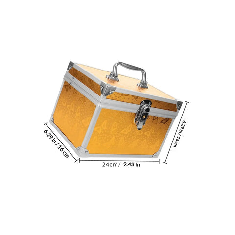 Built Tough Aluminum Tool Box With Secure Lock And Heavy Duty Handle For Mechanics And Field Pros Compact Organizer Gear Hauler side view showing dimensions and secure latch.