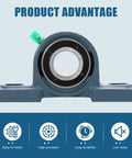 Front view of Two Pack UCP205-16 Pillow Block Bearing 1 Inch Beefy Heavy Duty Self Aligning Mounted Ball Bearing With Solid Cast Iron Base