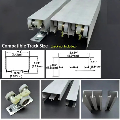 Two Pack Sliding Pocket Door Rollers Replacements Top Hanger Kit track dimensions and components