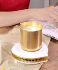 Two In One Desktop Beverage Warmer And Rapid Chiller Pad For Coffee Milk Tea And Hot Chocolate Fast Temperature Control with gold cup